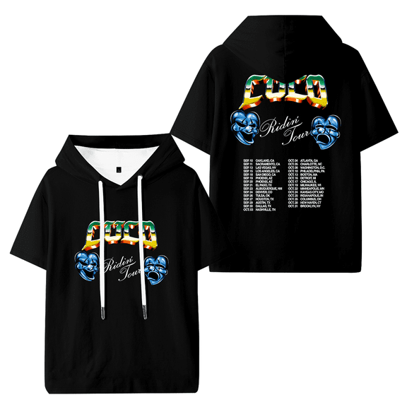 Cuco Ridin Tour 2025 Hooded T-shirt Women Men Short Sleeve Tee Casual Fashion Tops