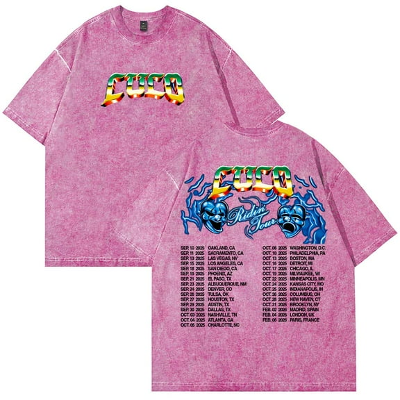 Cuco Ridin Tour 2025 Merch T-Shirt Cotton Wash Tee Women Men Short Sleeve Casual Crewneck Tee