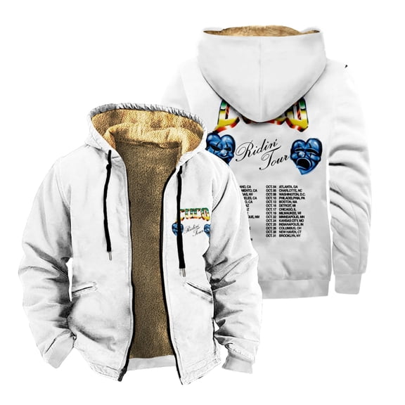 Cuco Ridin Tour 2025 Zipper Jacket Long Sleeve Winter Parka Women Men Casual Fashion Coat