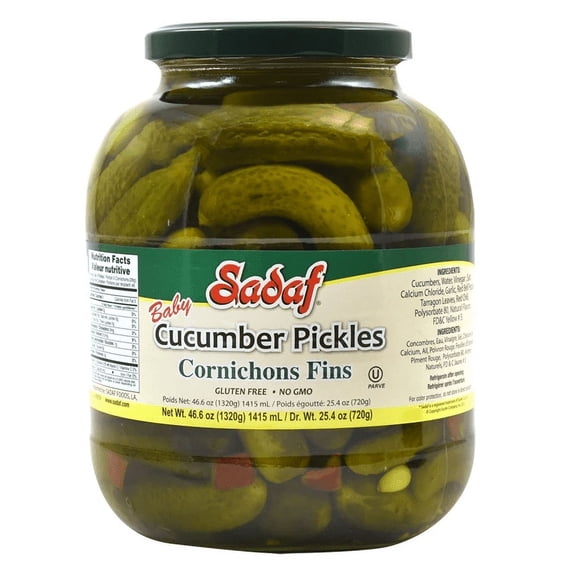 Sadaf Baby Cucumber Pickles Cornichons Fins 46.6 oz.
