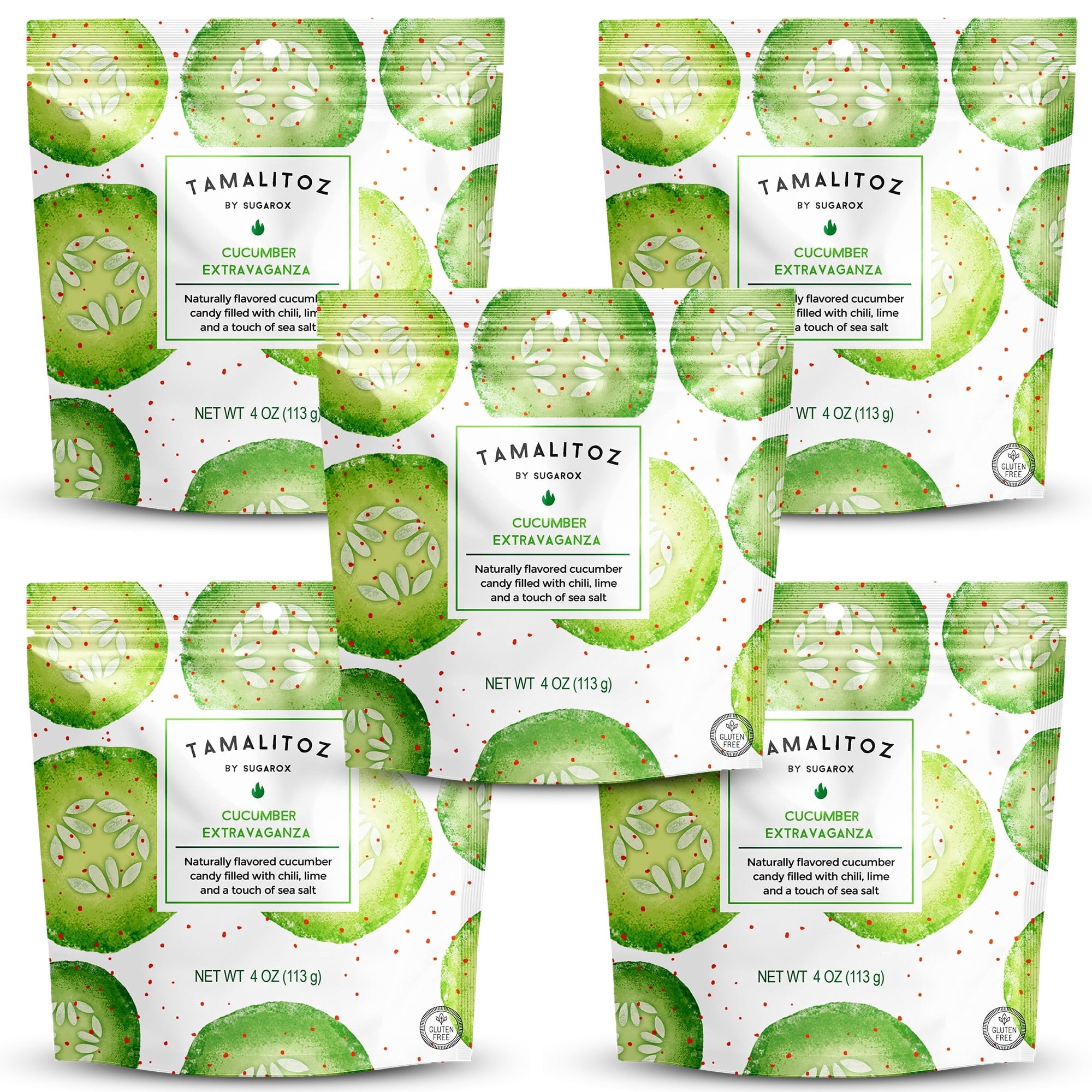 Tamalitoz Cucumber Extravaganza – Spicy Mexican Hard Candy – 5 Bags (4oz Each)