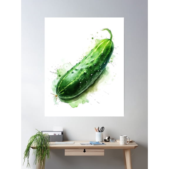 Cucumber - Fruits And Vegetables Kitchen Poster - Kitchen Art - Kitchen Decor Poster Wall Art, Modern Wall Decor For Living Room Bedroom, 24x36 UNFRAMED