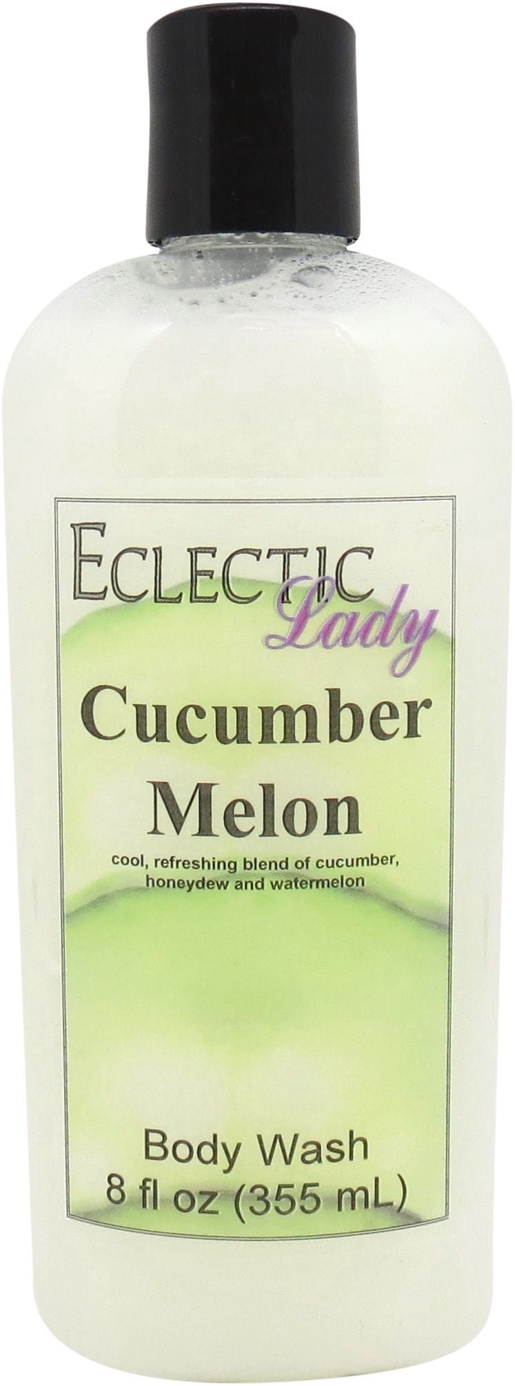 Cucumber Melon Body Wash by Eclectic Lady, Liquid Shower Gel for Women and Men, 8 Ounces