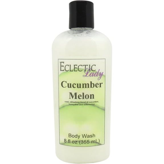 Cucumber Melon Body Wash by Eclectic Lady, Liquid Shower Gel for Women and Men, 8 Ounces