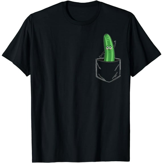 Cucumber Pocket Vegetable Funny Cucumber in Pocket T-Shirt