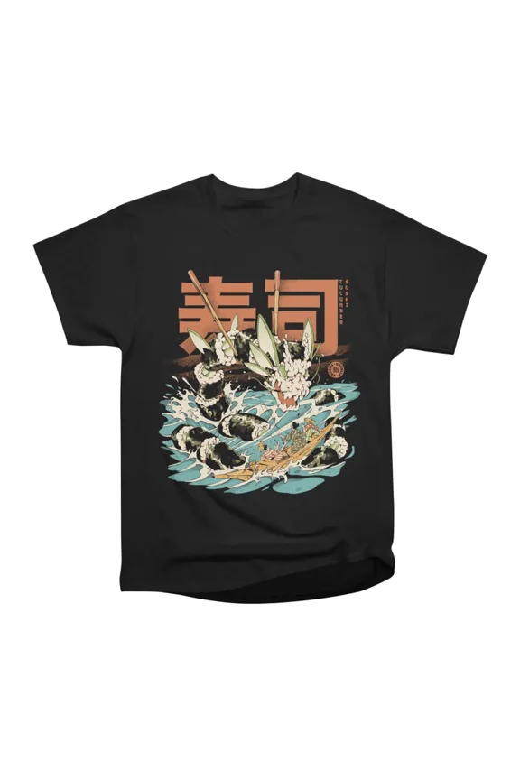 Cucumber Sushi Dragon Black T-Shirt Tee Gift For Him Merch For Her Apparel For Friend