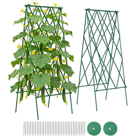 Cucumber Trellis 39.2" 2 Pack A-Frame Foldable Metal Garden Trellis for Cucumbers, Peas, Beans & Climbing Plants, No Assembly Required Plant Support, Ideal for Raised Beds, Patios & Backyards
