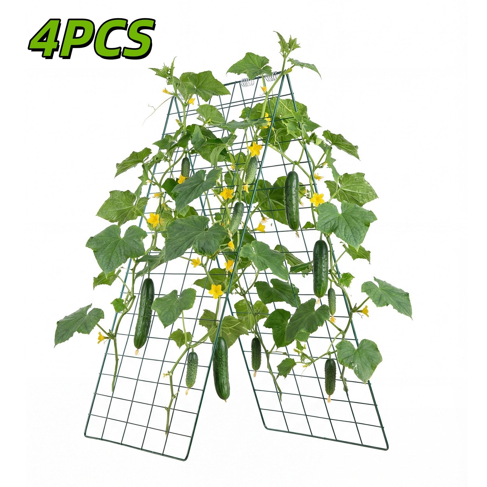 Cucumber Trellis 4 Pack, A-Frame Garden Trellises for Raised Bed, Metal Rustproof Coating Plant Support for Vine, Climbing Plants, Peas, Beans, Zucchini, Tomato, Flower (35.43 x 27.56 in x 4PCS)