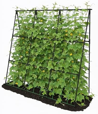 Cucumber Trellis - 49.4"*49.4" Metal Garden Trellis for Climbing Plants, Garden Trellis with Plastic-Coated Steel Pipe, A Frame Trellis for Cucumbers, Peas, Morning Glories(Black)