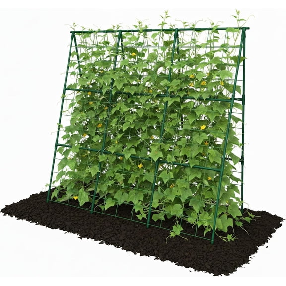 Cucumber Trellis - 49.4"*49.4" Metal Garden Trellis for Climbing Plants, Garden Trellis with Plastic-Coated Steel Pipe, A Frame Trellis for Cucumbers, Peas, Morning Glories(Green)