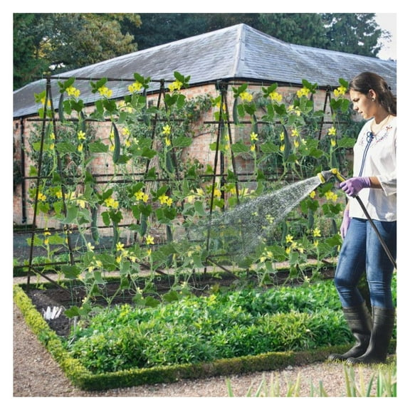 Cucumber Trellis A-Frame, Garden Plant Support with Netting - Climbing Plants, Vegetables & Flowers - Outdoor Durable Metal Trellis