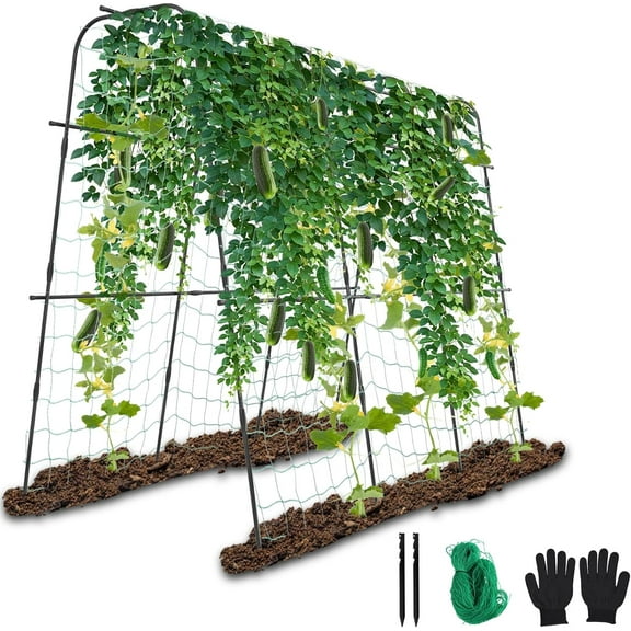Cucumber Trellis Arch for Climbing Plants Outdoor - 78 x 62 Inch Garden Trellis Arch Metal for Garden, Walkway, Archway Arbor, Yard Lawn Plants Support for Vegetables Fruits, Grape Vine Tomato Bean
