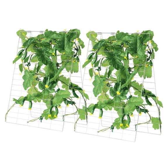 Cucumber Trellis for Climbing Plants, 35"x55" A-Frame Metal Trellis, Foldable Garden Plant Support with Clips, Tomato Trellis for Raised Beds, Veggie Grow System