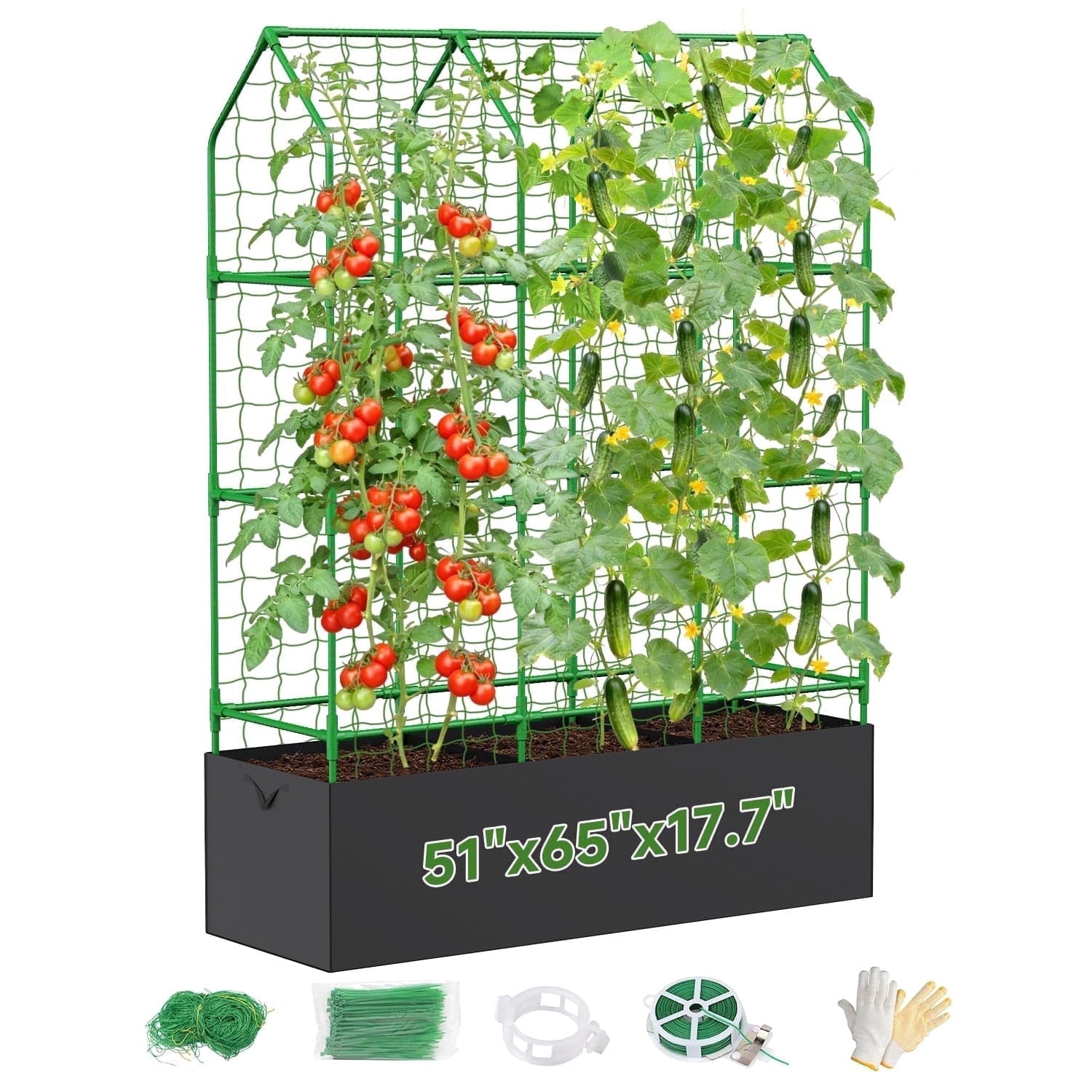 MQHUAYU Heavy-Duty Metal Cucumber Trellis,51x65 Inch Heavy-Duty Garden ...