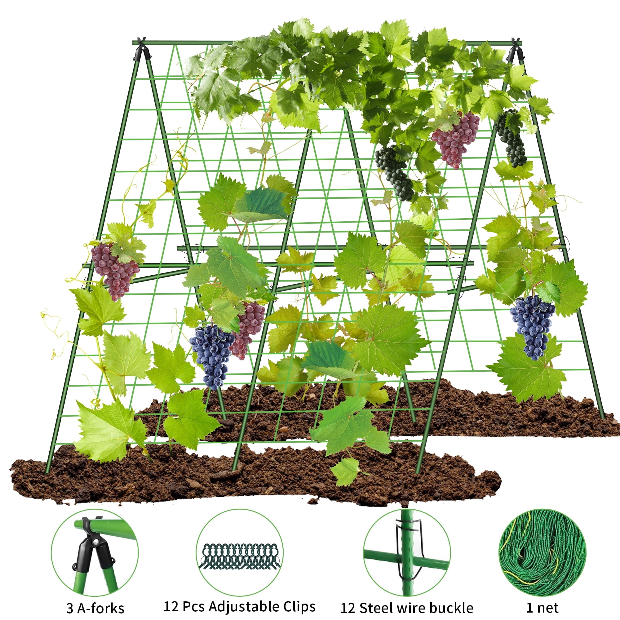 Cucumber Trellis for Climbing Plants Outdoor,48 X 48In Foldable A-Frame Trellis Tall Cucumber Trellis for Raised Bed Garden Trellis for Vegetables with Climbing Net for Bean Squash,Grape Zucchini