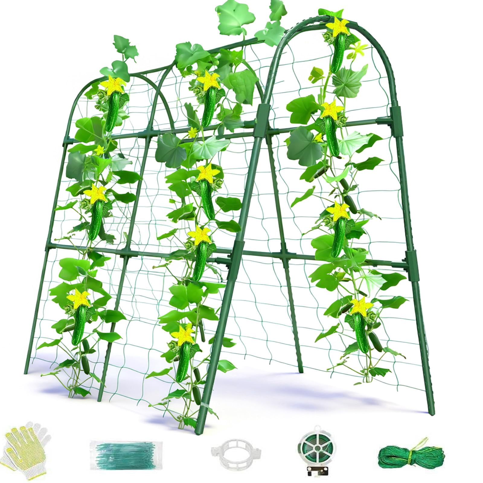 Cucumber Trellis For Raised Bed  U-shape Garden Arch Metal Support Climbing Plants Plant Vegetables Vine (green 31.5 * 30 47inch(l*w*h))
