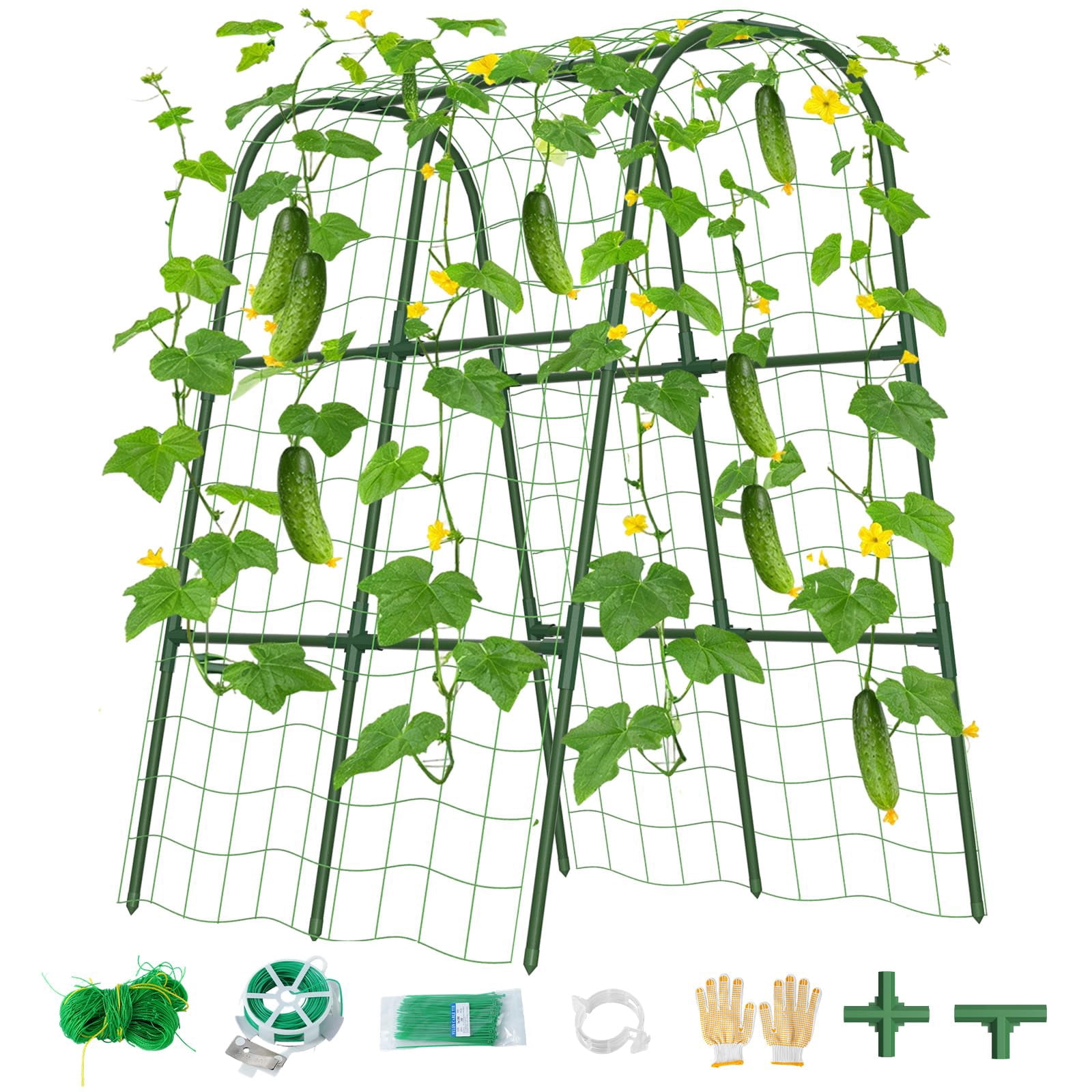 Cucumber Trellis For Raised Bed  U-shape Garden Climbing Plants Outdoor Metal Arch Vegetables Plant Support Grape Vine Beans Squash Peas Flower