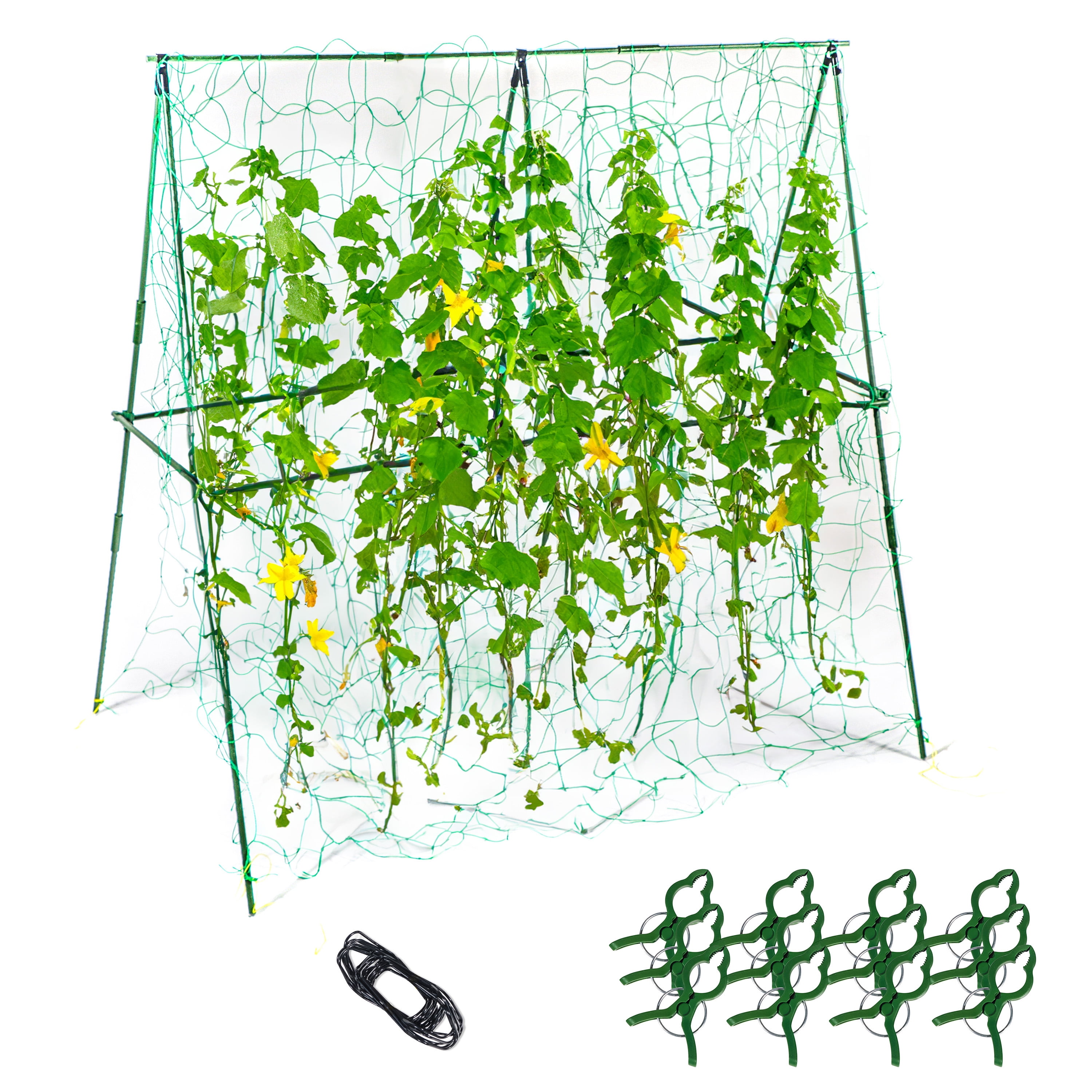 Green Steel A-Shape Folding Garden Trellis for Climbing Plants