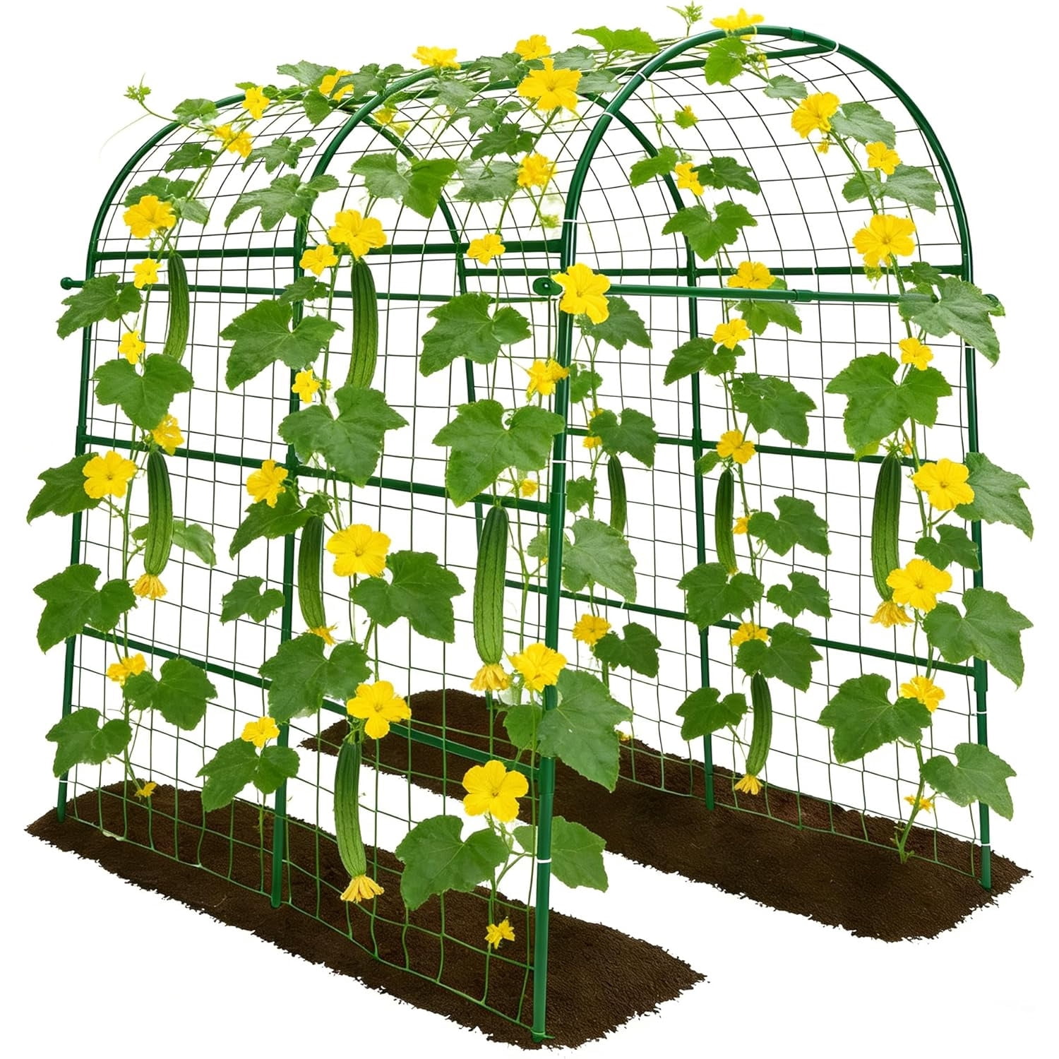 Cucumber Trellis -Metal Garden Trellis for Climbing Plants, Garden Trellis with Plastic-Coated Steel Pipe, A Frame Trellis for Cucumbers, Peas, Morning Glories