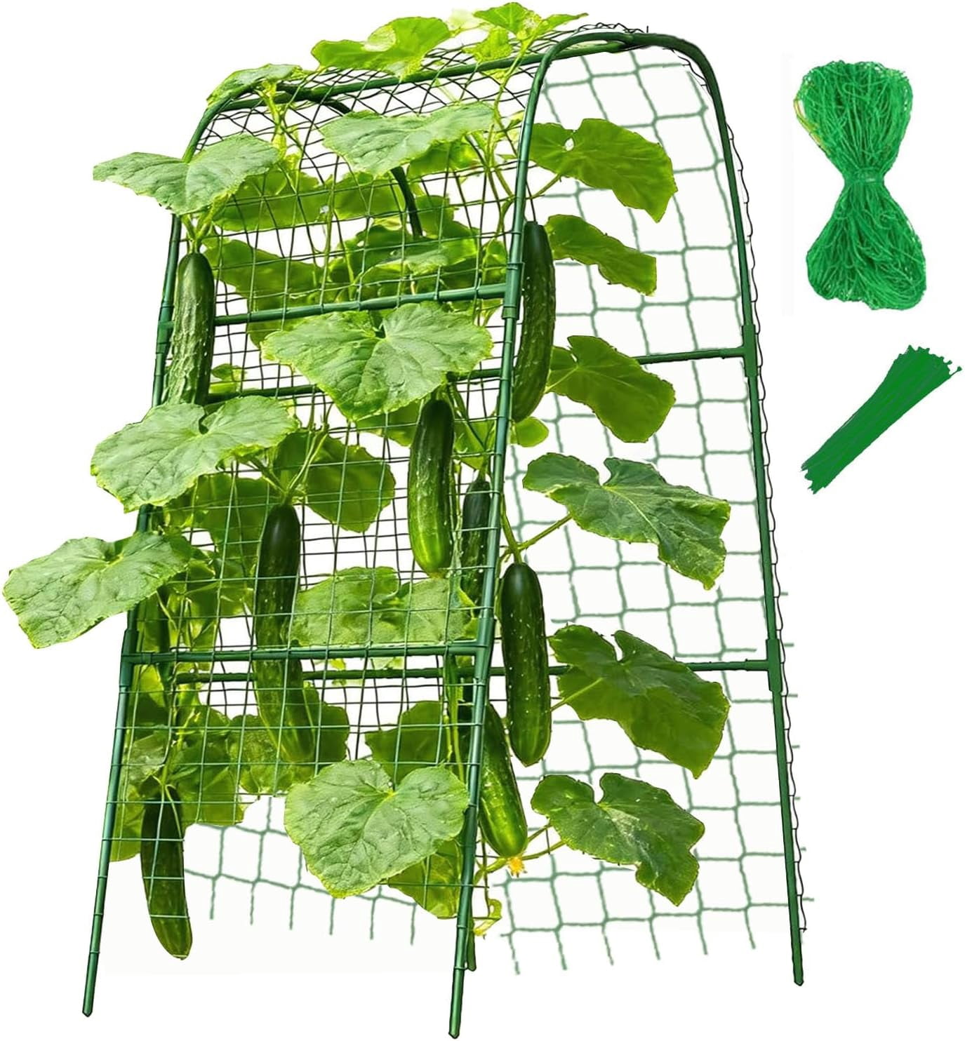 Cucumber Trellis for Plant Climbing- Cucumebr Arch Trelli for Flower Vine Vegetable Tomato Cage Raised Bed- Foldable Garden Tunnel Trellis (47x15.7in)