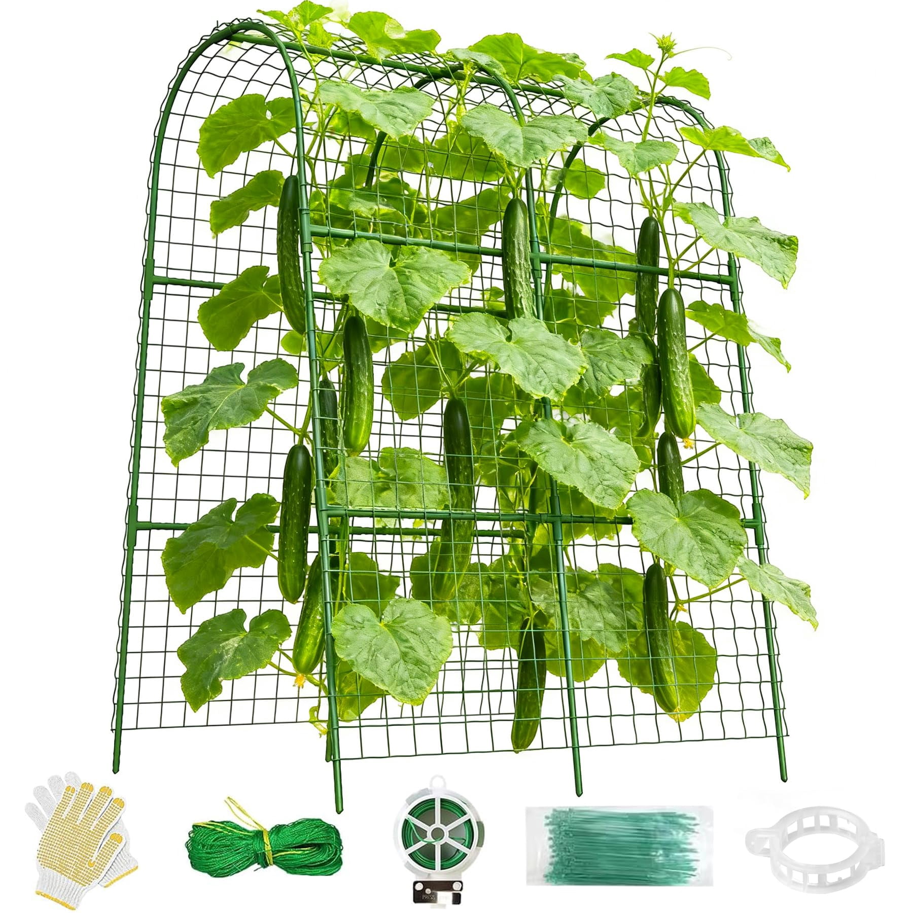 Cucumber Trellis For Raised Bed 32" L X 48" H  U-shape Garden Climbing Plants Outdoor Metal Arch Vegetables Plant Support Tomato Pea Zucchini Grape Flowers