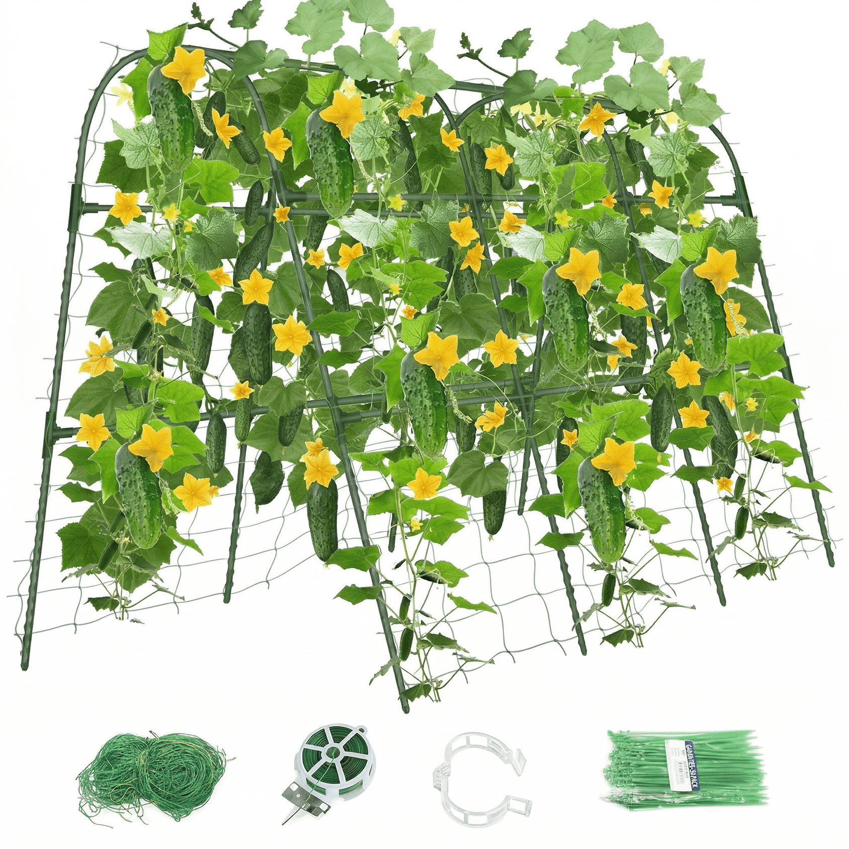 Cucumber Trellis for Raised Bed, U-Shape Garden Arch Metal Support for Climbing Plants, Metal Arch Plant Support Vegetables Trellis, Plant Support for Vine Outdoor(Green, 51.2*21.6*47.2inch)