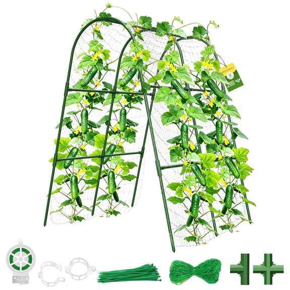 Cucumber Trellis for Raised Bed,U-Shape Garden Trellis for Climbing Plants Outdoor, Metal Arch Vegetables Trellis, Plant Support for Vine (Green, 31.5" Lx21.6 Wx47.2 H-Small)