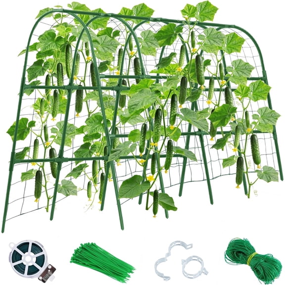 Cucumber Trellis for Raised Bed, 48x65 Inch U-Shape Garden Trellis for Outdoor Climbing Plants, Rust-Resistant Arch Plant Support Vegetable Trellis for Cucumber Tomato Pea Zucchini, Squash