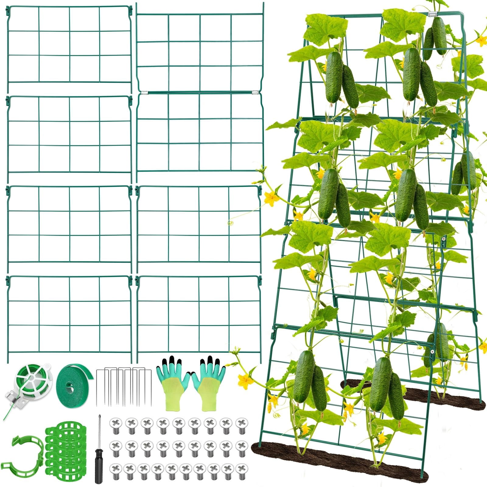 Cucumber Trellis For Raised Bed A Frame Metal Garden Climbing Plants Outdoor  42 X 16in Foldable Coated Steel Cucumbers Trelli Easy To Install Vegetable Fruit