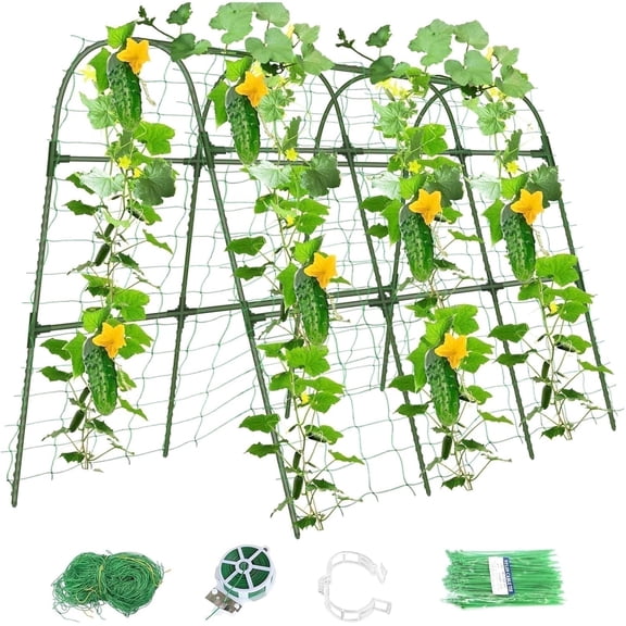 Cucumber Trellis for Raised Bed, 47.2inx 21.6inx 47.2in Garden Arch Trellis for Climbing Plants Outdoor, Metal Garden Trellis, Cucumber Trellis for Tomato, Bean, Pea, Grape, Plant, Squash