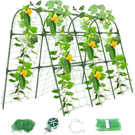 Cucumber Trellis for Raised Bed, 47.2inx 21.6inx 47.2in Garden Arch Trellis for Climbing Plants Outdoor, Metal Garden Trellis, Cucumber Trellis for Tomato, Bean, Pea, Grape, Plant, Squash