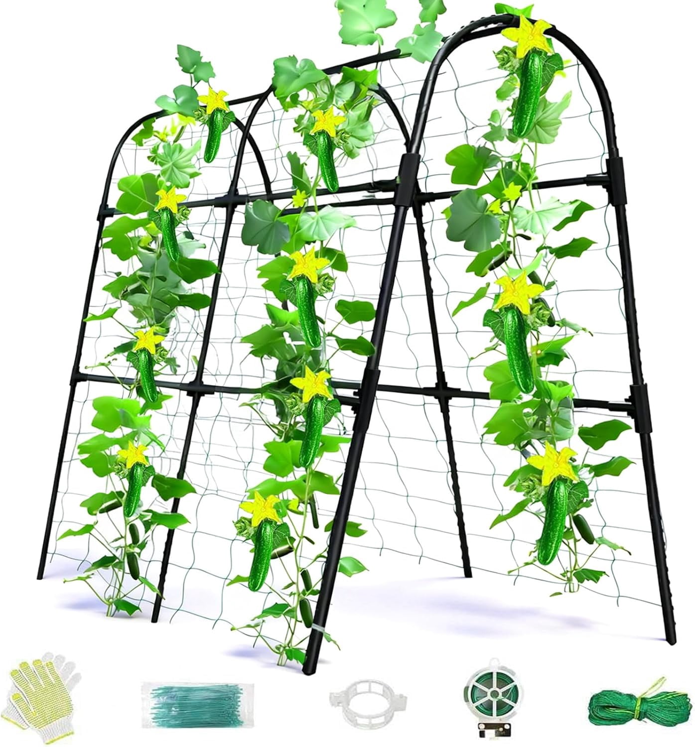 Cucumber Trellis for Raised Bed, U-Shape Garden Arch Metal Support for Climbing Plants, Metal Arch Plant Support Vegetables Trellis, Plant Support for Vine Outdoor