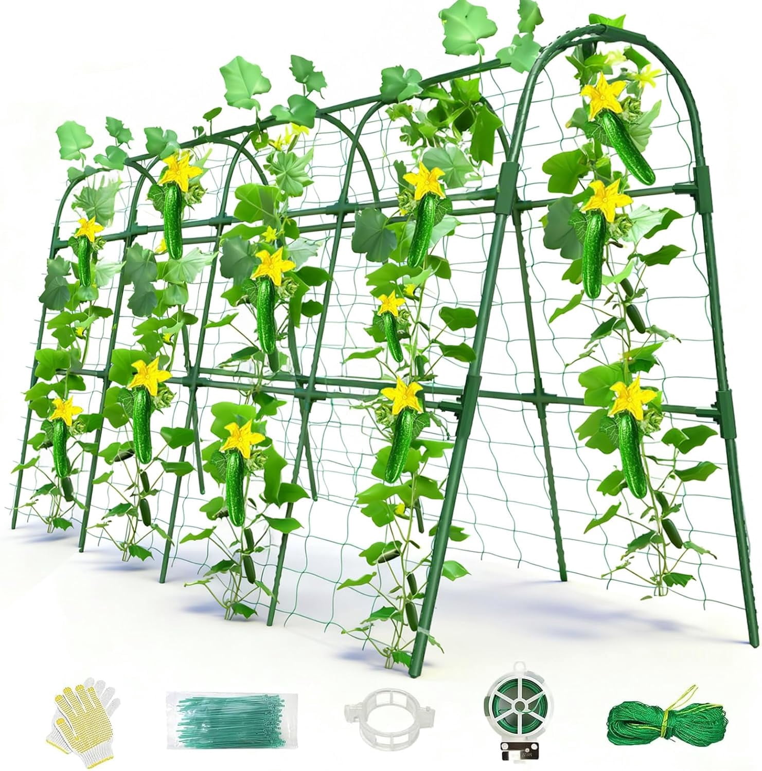 Cucumber Trellis for Raised Bed, U-Shape Garden Arch Metal Support for Climbing Plants, Metal Arch Plant Support Vegetables Trellis, Plant Support for Vine Outdoor