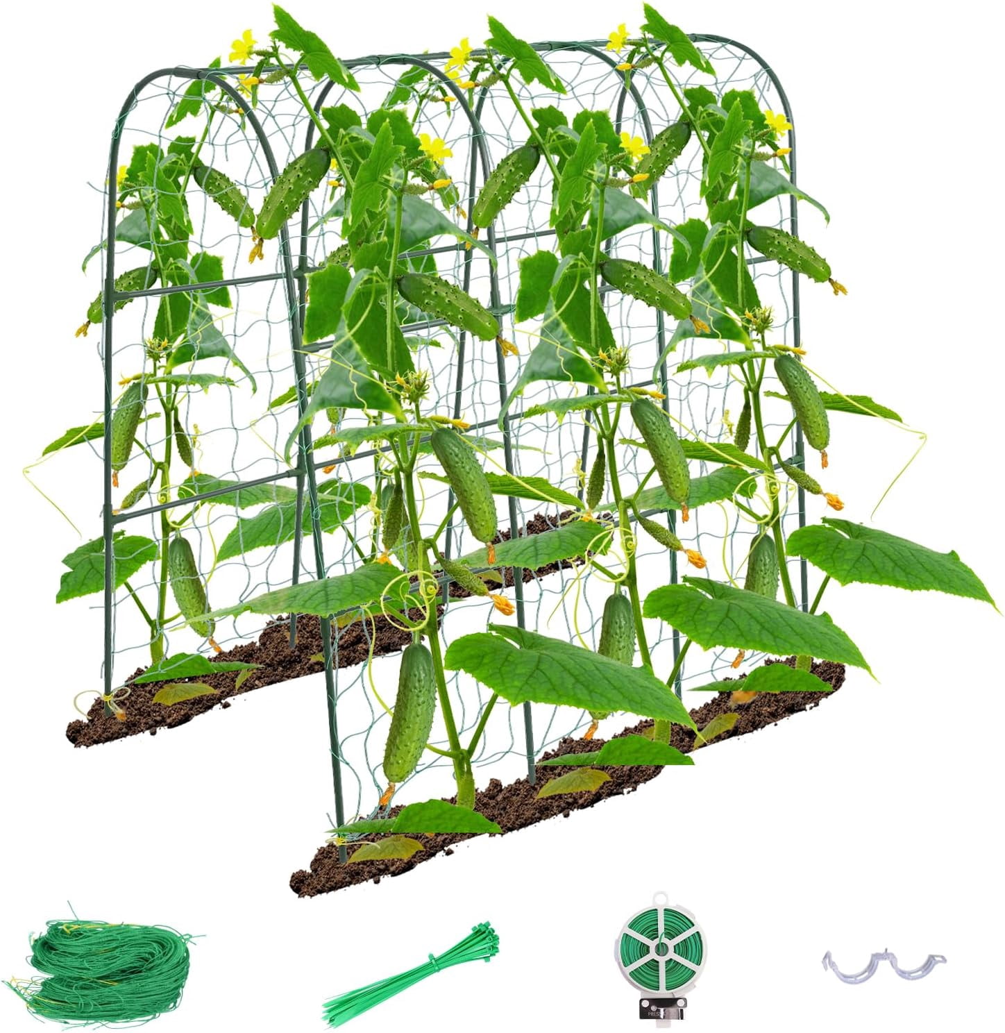 Cucumber Trellis for Raised Bed,U-Shape Garden Climbing Plants Outdoor, Metal Arch Vegetables, Plant Support Vine,Tomato, Pea (Green, 49.6" L×30" W×47.2" H)