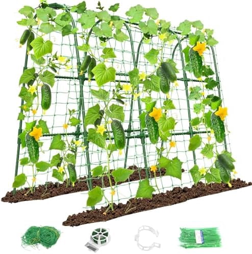 Cucumber Trellis for Raised Bed, U-Shape Garden Trellis for Climbing Plants Outdoor, Metal Arch Trellis for Vegetables, Plant Support for Tomato, Pea, Zucchini (47.2" L×30" W×47.2" H-Medium)