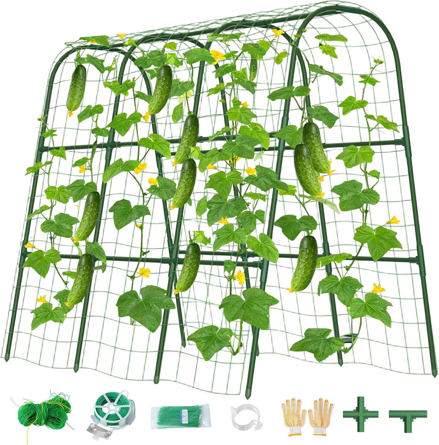Cucumber Trellis for Raised Bed, U-Shape Garden Trellis for Climbing Plants Outdoor, Metal Arch Vegetables Trellis, Plant Support for Grape Vine Beans Squash Peas Flower