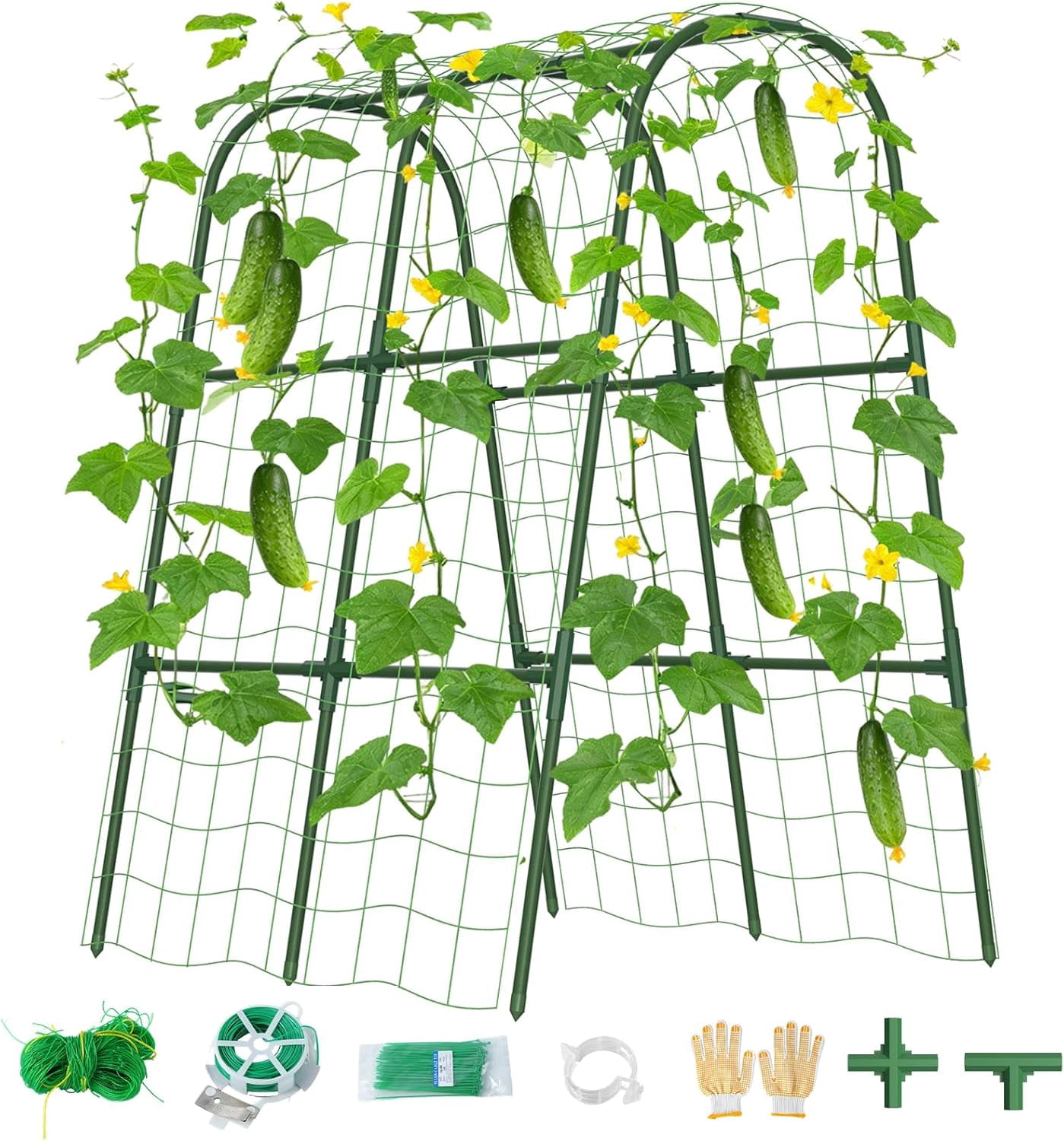 Cucumber Trellis for Raised Bed, U-Shape Garden Trellis for Climbing Plants Outdoor, Metal Arch Vegetables Trellis, Plant Support for Grape Vine Beans Squash Peas Flower