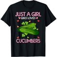 thumbnail image 1 of Cucumber Women Girls Gift Just A Girl Who Loves Cucumbers T-ShirtPure cotton short-sleeved shirts for both men and women, 1 of 6