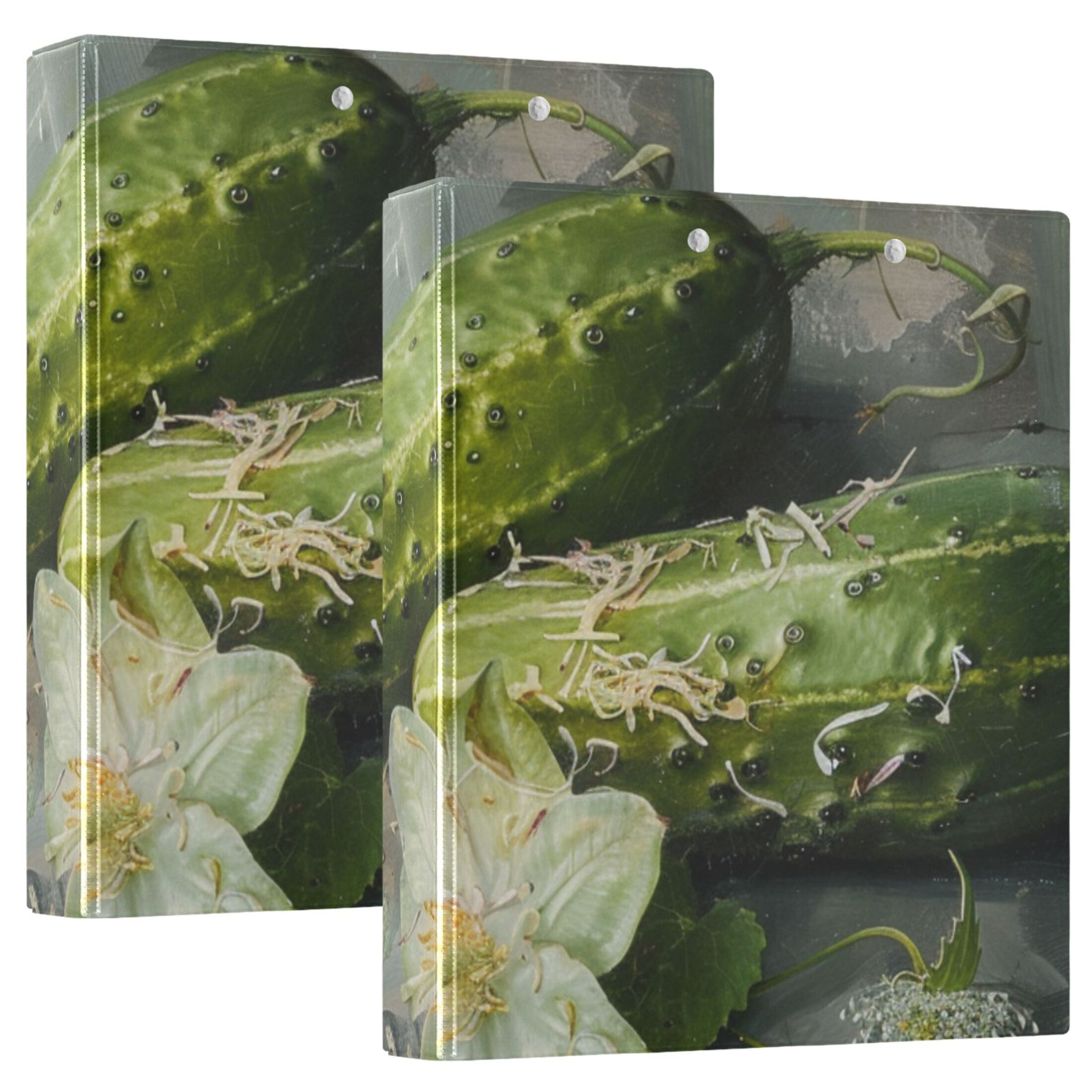 Cucumber and Flowers 3 Ring Binders 1.5 inch Hardcover File Folders with Interior Pockets A4 Size Organizer for School Office Hospital