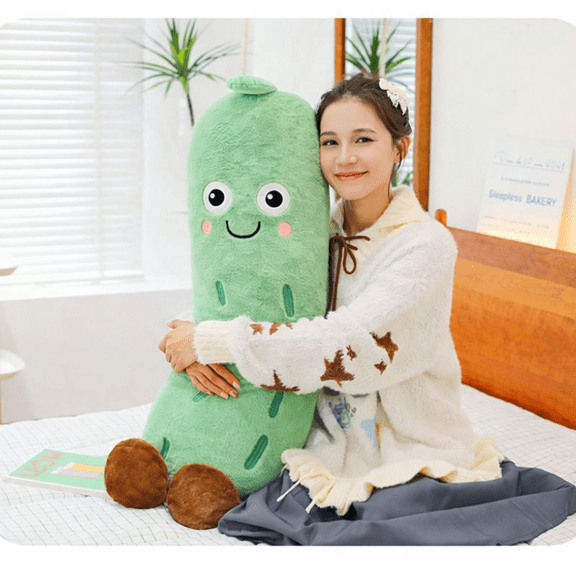 Cucy the Cucumber Plush Toy, Long Soft Stuffed Plush for Cuddling & Comfort, Adorable Green Cucumber Plush Companion, Cozy Hug Plush Gift for Bedroom, Couch & Relaxing