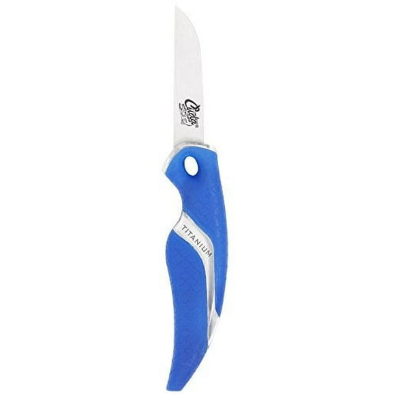 Cuda Bait Fish Knife, Titanium Bonded Stainless Steel 2.5" Blade, Blue