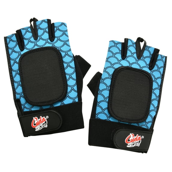 Cuda Cool & Dry Fingerless Fishing Gloves, Blue and Black, Unisex, One Size, 1-Pair