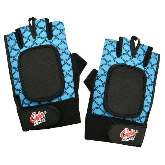 Cuda Cool & Dry Fingerless Fishing Gloves, Blue and Black, Unisex, One Size, 1-Pair