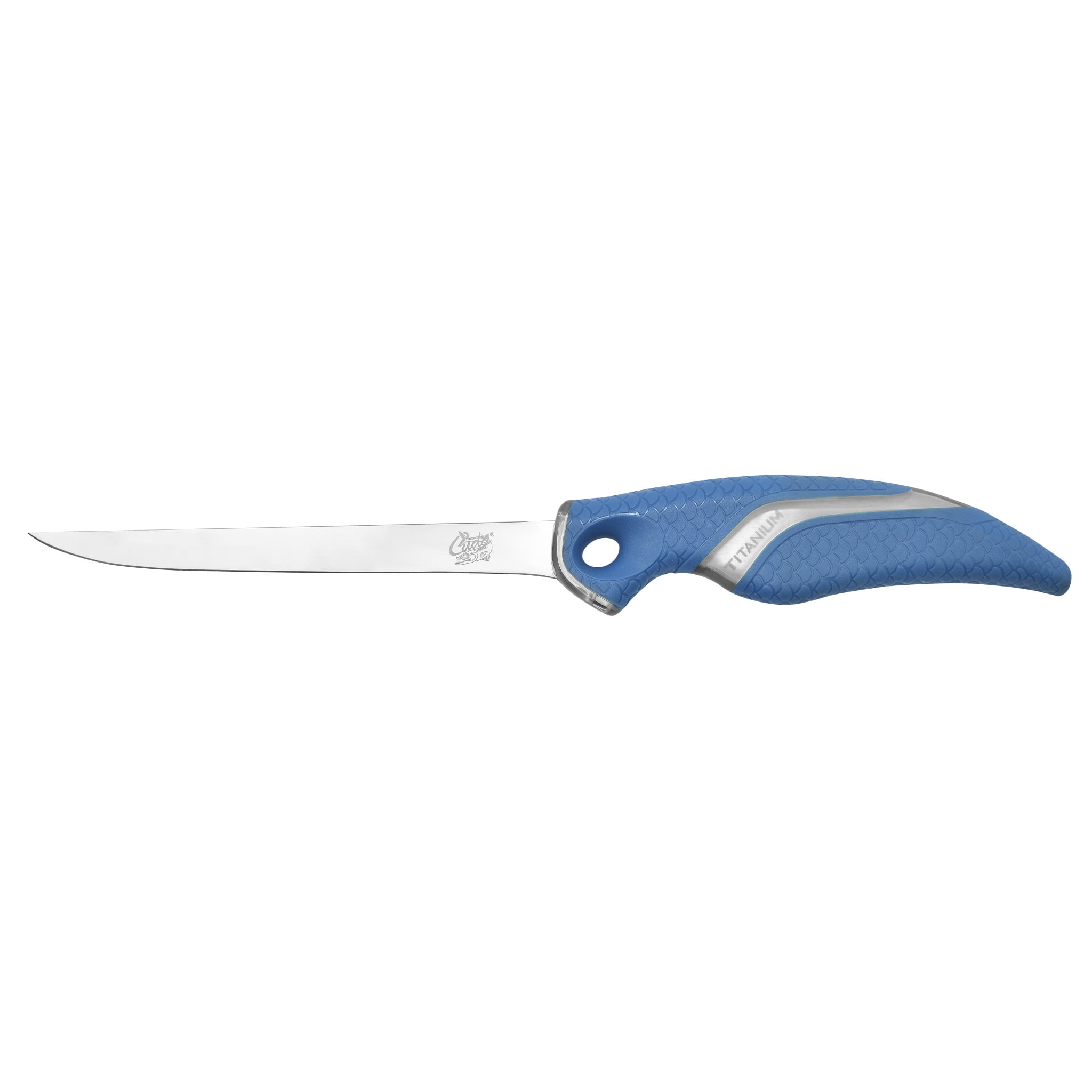 Cuda Fishing Fillet Knife, 6, Titanium Bonded , with Blade Cover, Blue