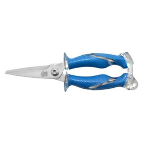 Cuda Fishing Snips, 8", Serrated Titanium Bonded with Integrated Wire Cutter, Blue