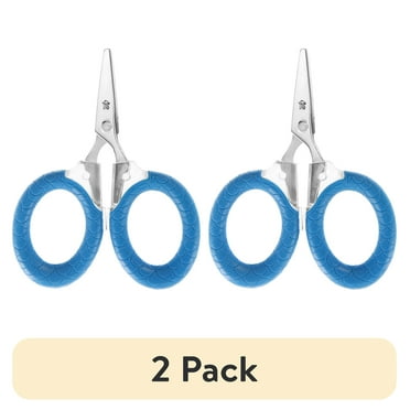 (2 pack) Cuda Micro Scissors, 3", Titanium Bonded Serrated Blades, Blue, Fishing Tool, 1-Count