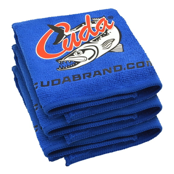 Cuda Microfiber Sports Towels, Square 16"x16", for Boating and Fishing, Blue, 3-Pack,