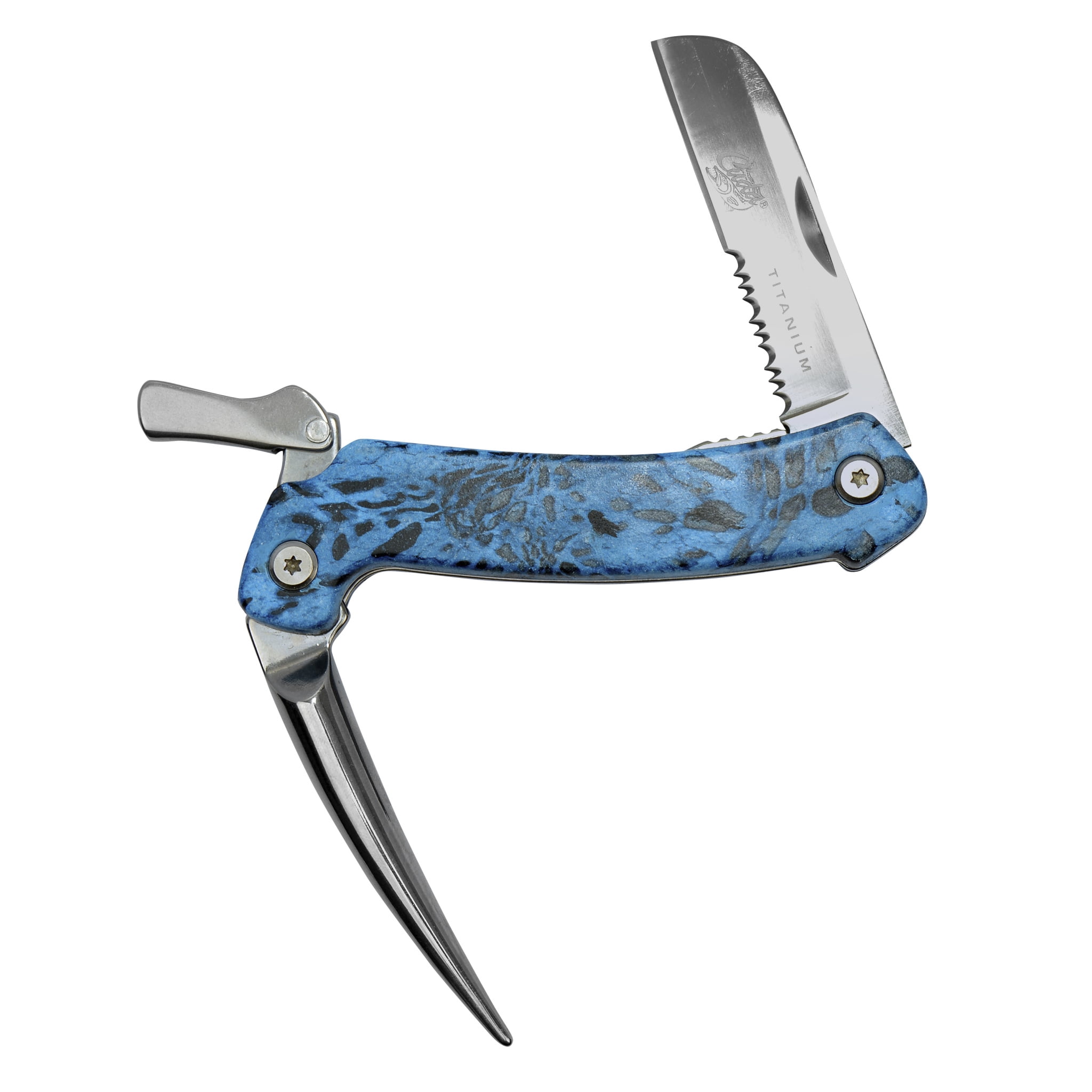 Cuda Prym 1 Marlin Spike Folding Knife, Blue for Fishing 