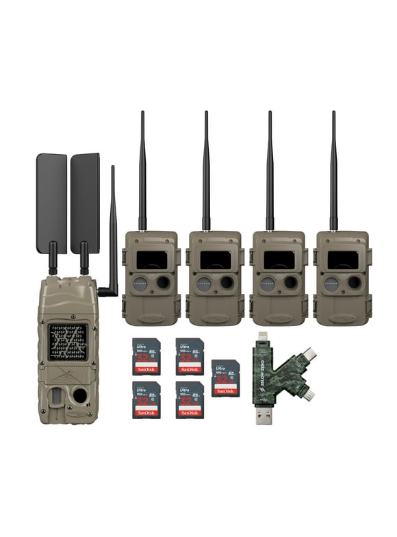 Cuddeback CuddeLink Wireless, 3rd Gen (4-pack) Black Flash Bundle with Verizon Starter Kit