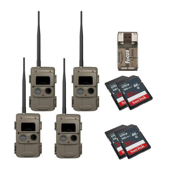 Cuddeback Cuddelink Wireless Lowglow Camera Bundle with Accessories (4-Pack)